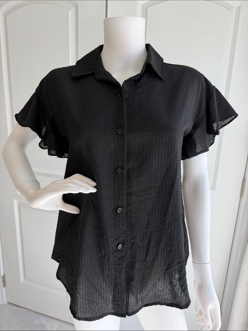 Max Studio Button-Front Short Sleeve Blouse